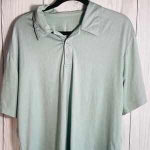 Swannies Golf Polo Shirt Mens Large Light Blue Striped Performance Short Sleeve